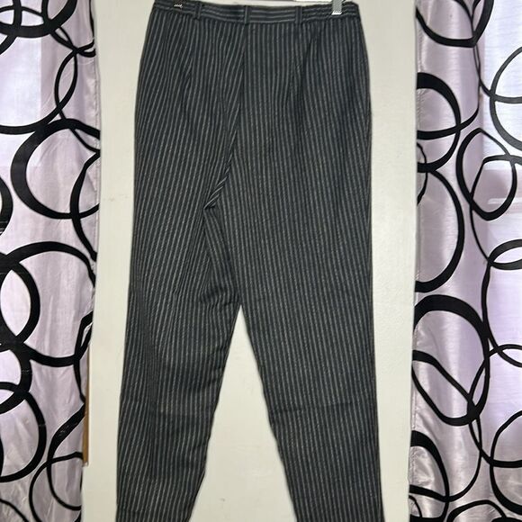 Vintage 80s Just For Petites Black & gray striped pants, vintage 12,30” waist - Picture 5 of 8
